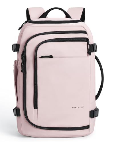 LIGHT FLIGHT Travel Backpack, TSA Friendly Flight Approved Carry on Backpack Water-resistant Lightweight Business Large Weekender Bag Casual Daypack 17.3" Laptop Backpack for Men Women, Pink - color: 03-pink