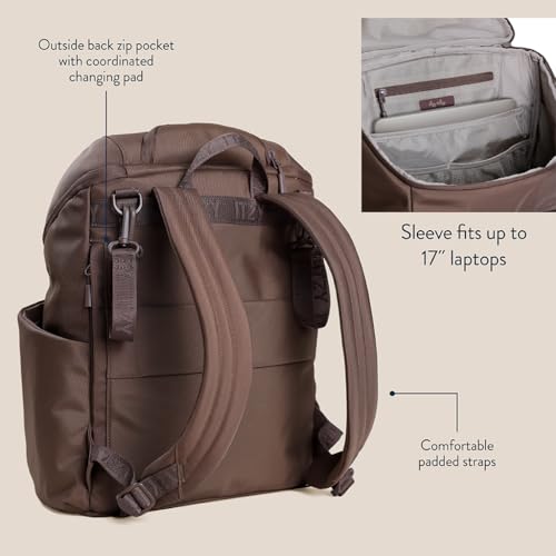 Itzy Ritzy Belong Bucket Backpack – Lightweight Diaper Bag Backpack Featuring 16 Pockets, Bucket Top Opening, Stroller Straps & Changing Pad – Organized and Stylish Everyday Family Backpack (Mocha) - color: Chocolate