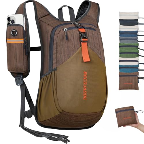 BECOJADDE 20L Small Hiking Backpack for Men Women Foldable Packable Back Pack Ultralight Hiking Daypack for Travel Camping Outdoor, Chocolate Brown - color: Chocolate Brown, size: 20L