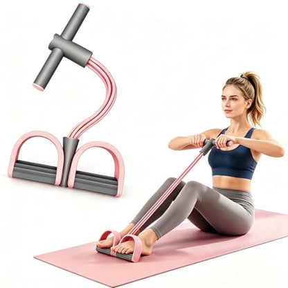 Pedal Resistance Band with Handle,4/6/8 Resistance Levels Elastic Pull Rope, Portable Fitness Bands for Leg Butt Training, Home Gym, Yoga, Pilates - size: 6 Levels（Pink ）