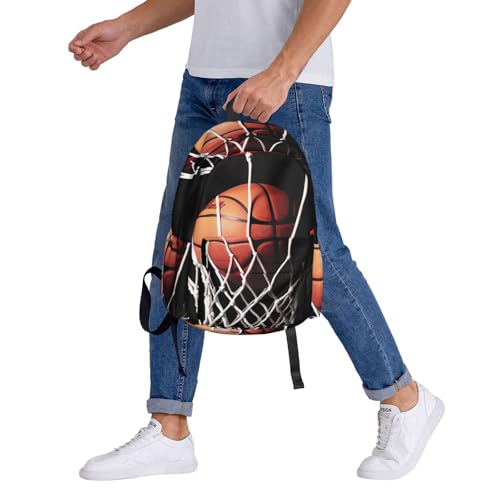 Basketball Travel Backpack for Men Women 15.6 inch Laptop Backpack Casual Daypack for Weekender - color: Basketball