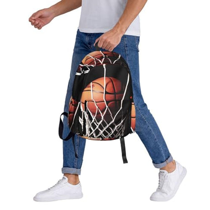 Basketball Travel Backpack for Men Women 15.6 inch Laptop Backpack Casual Daypack for Weekender - color: Basketball