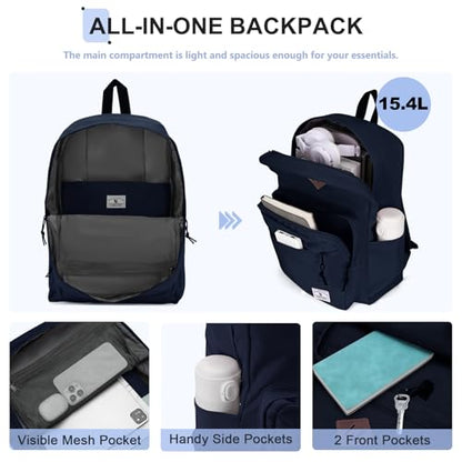 VX VONXURY Backpack for Men Women, Lightweight Kids School Bag, Classic Basic Laptop Bookbag for College Work Travel Hiking - color: Blue