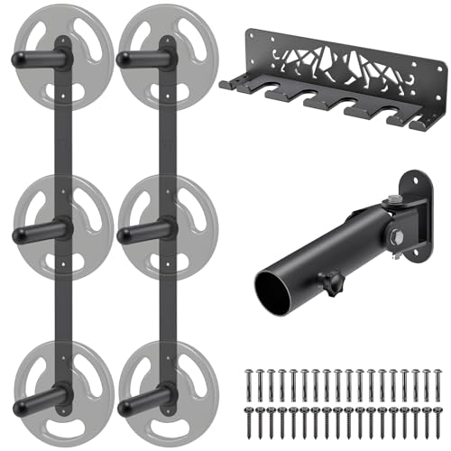 Kipika Weight Plate Storage Rack - Wall Mounted Weight Plate Holder with Durable Steel Construction Organizer for Olympic Plates, 1000lb Capacity, Space-Saving for Home Gym - color: A: 3 Pegs Weight Rack Set