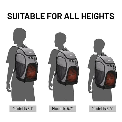 MIER Gym Backpack 40L Basketball Backpack with Ball Compartment & Shoes Storage Multi-Functional Sports Soccer Bag Large Equipment Back Pack Volleyball Backpacks for Men Women - color: Gray