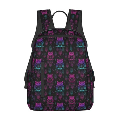 Stylish Daily Shoulder Backpack Owl Rainbow Dream Catcher, Practical Multi-scene Daypack for Road Trip Picnic Walking Men Women - color: Picture (1421)