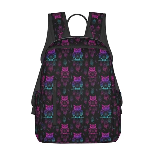 Stylish Daily Shoulder Backpack Owl Rainbow Dream Catcher, Practical Multi-scene Daypack for Road Trip Picnic Walking Men Women - color: Picture (1421)