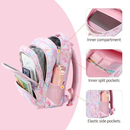 abshoo Marble Lightweight Girls Backpack For School Kids Elementary Kindergarten Bookbag School Bags (Marble Pink-A) - color: Marble Pink-a