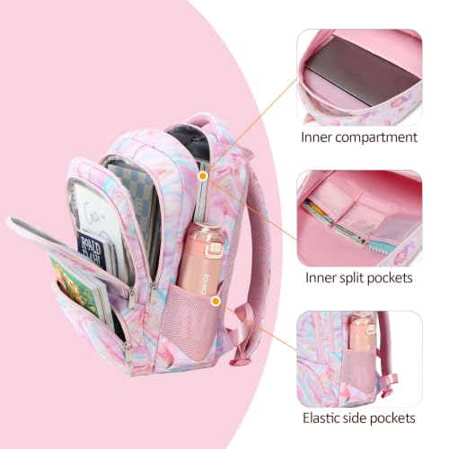 abshoo Marble Lightweight Girls Backpack For School Kids Elementary Kindergarten Bookbag School Bags (Marble Pink-A) - color: Marble Pink-a