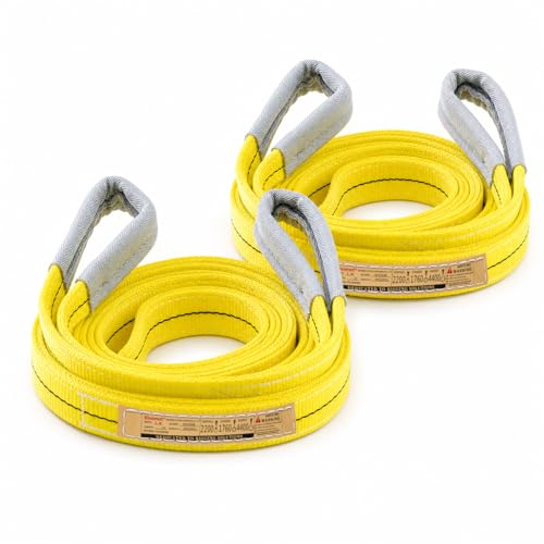 Polyester Web Sling Lifting Straps, 2 Pack 6.5 FT x 1 in Eye and Eye Lifting Slings, Flat Rigging and Hoist Straps, WLL 2200 lb Vertical, 1760 lb Choker, 4400 lb Basket