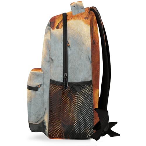 Wolf Kids Backpack for Girl Boy Waterproof Kids Back Pack | Animal Fire School Bookbag fit Women Men Lightweight Rucksack Casual Daypack Carry On Bag for Work Hiking Camping Gym Travel - color: Animal Fire Art Wolf