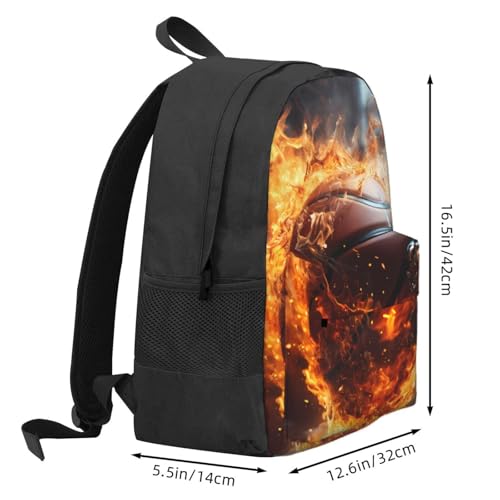 Basketball on Fire and Water Flame Splashing Adult Backpack with 15.6" Laptop Sleeve,Lightweight,Travel,BreathableDurable.