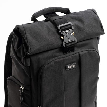 Think Tank FocusPoint 30L RollTop Camera Backpack - Asphalt Black: Expandable Travel & Camera Backpack with Laptop Sleeve, Quick Side and Back Access, Rain Cover – Versatile Photography & Travel Bag - color: Asphalt Black, size: 30 Liters