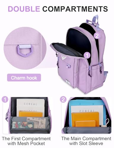 VX VONXURY Kids School Backpack, 16" 17.7" Small Bookbag for Elementary Middle - color: Purple, size: 18L Large