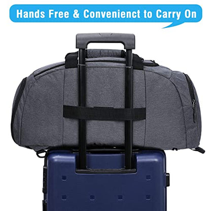 G4Free 40L 3-Way Duffle Bag Backpack Gym Bag for Men Women Sports Duffel Bag with Shoe Compartment Travel Backpack Luggage - color: Snow Ni-Grey