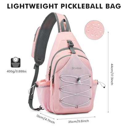 G4Free Pickleball Sling Bag for Women - Lightweight Crossbody Sports Bag - color: Pink