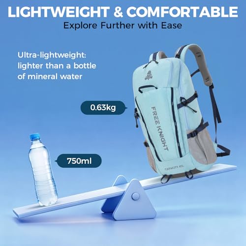 Bseash 45L Waterproof Hiking Camping Backpack with Rain Cover, Outdoor Sport Travel Bag Daypack for Climbing Skiing Cycling (Blue) - color: Blue