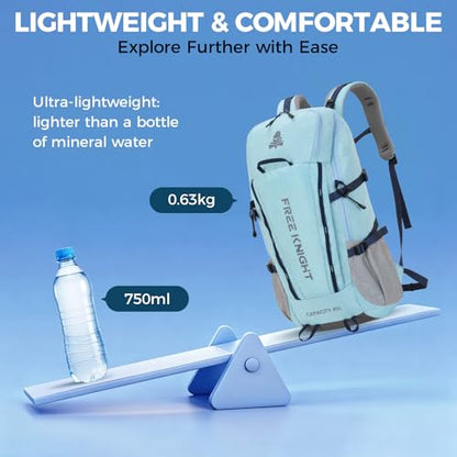 Bseash 45L Waterproof Hiking Camping Backpack with Rain Cover, Outdoor Sport Travel Bag Daypack for Climbing Skiing Cycling (Blue) - color: Blue