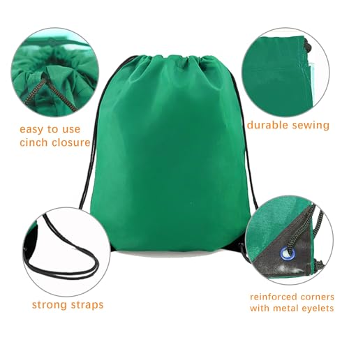 BeeGreen Christmas Green 20 pieces Drawstring Backpack Bags Cinch Bags Bulk Heavy Duty Gift Wrap Bags Machine Washable Lightweight Sackpack Outdoor Sport Bags for Women Men - color: Black