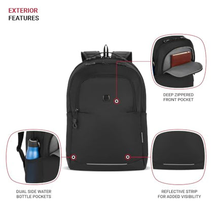 SwissGear Orientation Laptop Backpack, Black, 17"x12"x7" - color: Black, style: Orientation