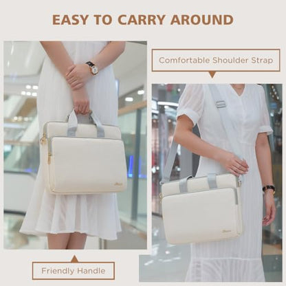 KIZUNA Laptop Sleeve Case 14 Inch Computer Shoulder Bag for 15" MacBook air M3 M2/Lenovo IdeaPad Slim 3i/IdeaPad Flex 5/15.4 MacBook Pro/14 Yoga Slim Pro X/14.4" Surface Laptop Studio 2/HP/Dell,Beige - color: Beige, size: 14 Inch