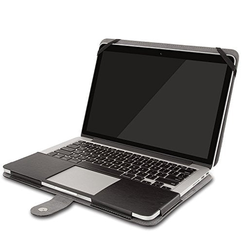 MOSISO Compatible with MacBook Pro 15 inch Retina (A1398, Version 2015/2014/2013/end 2012), PU Leather Portfolio Protective Stand Cover Sleeve, Black - color: Black