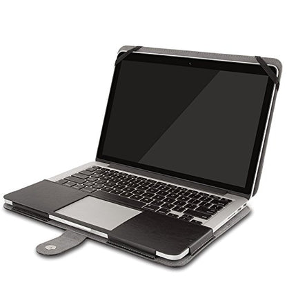 MOSISO Compatible with MacBook Pro 15 inch Retina (A1398, Version 2015/2014/2013/end 2012), PU Leather Portfolio Protective Stand Cover Sleeve, Black - color: Black