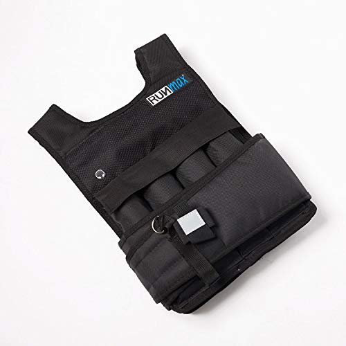 RUNmax Pro Weighted Vest 12lbs/ 20lbs/ 40lbs/ 50lbs/ 60lbs with Shoulder Pads Option - size: 20 lb, style: SHORT WITHOUT SHOULDER PADS