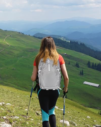 Hiking Backpack 40L Lightweight Waterproof Daypack for Men Women Outdoor Camping Mountaineering Trekking Travel Bag - color: Grey
