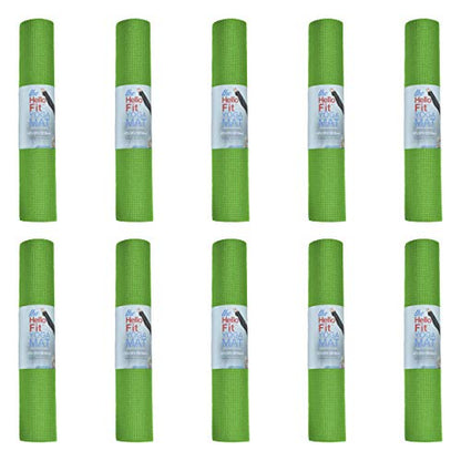 10-Pack Yoga Mat, 68" x 24" Non Slip Exercise Mat, 4mm Thick Gym Mat for Fitness and Stretching, Bulk Non Toxic Yoga Mats for Schools and Studios - color: Green