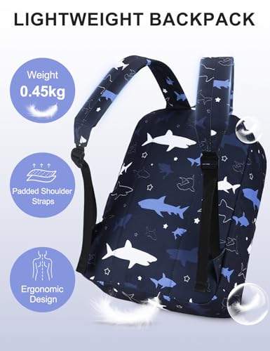 VASCHY Backpack for School, Lightweight Water Resistant Bookbag Casual Daypack for Man/Boys Shark - color: Z-shark