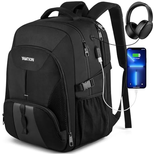 YAMTION School Backpack for Teens and Adults,18.4 Inch Laptop Bookbag for High School College Students Work Office Business Travel - color: Black, size: 18.4 inch