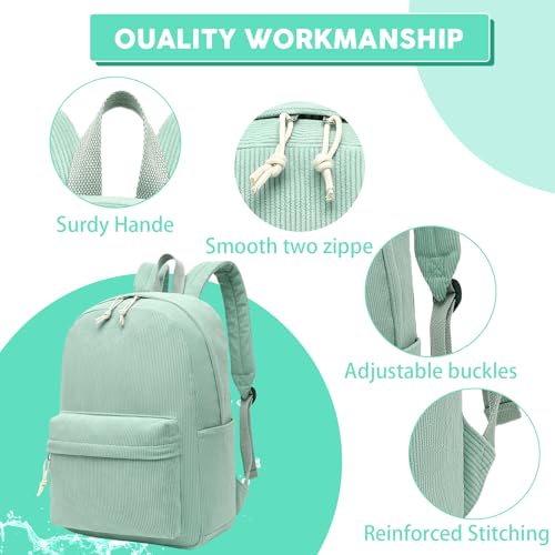 LEDAOU School Backpack for Teen Girls Elementary Middle School Bookbag Kids Backpacks Women Laptop Backpack Travel Daypack - color: Light Green