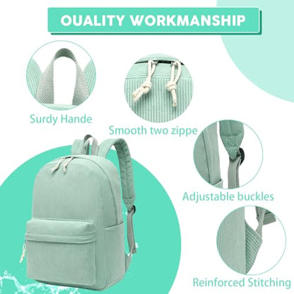 LEDAOU School Backpack for Teen Girls Elementary Middle School Bookbag Kids Backpacks Women Laptop Backpack Travel Daypack - color: Light Green