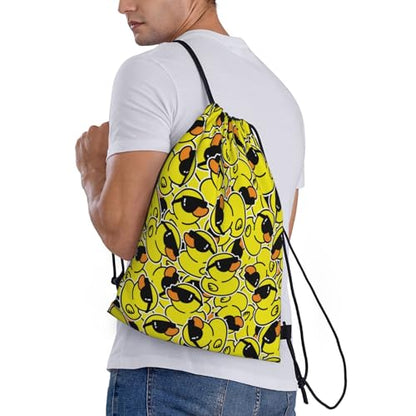 Gianlaima Duck Sunglasses Cartoon Animal Funny Drawstring Bags Backpack Bag Sport Gym Sack String Bag Yoga Dance Travel Bag For Men Women - color: Black36
