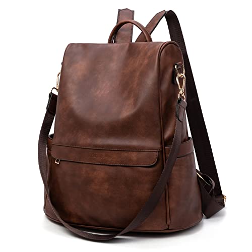 CHERUTY Women Backpack Purse PU Leather Anti-theft Casual Shoulder Bag Fashion Ladies Satchel Bags - color: 1-3 A-brown, size: Medium