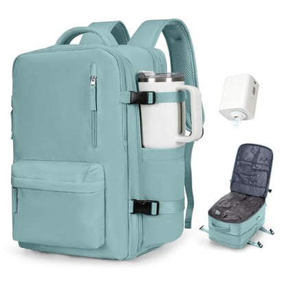 Vacuum Backpack Travel with Pump for Women Men 18x14x8 Personal Item Bag - color: A2-blue