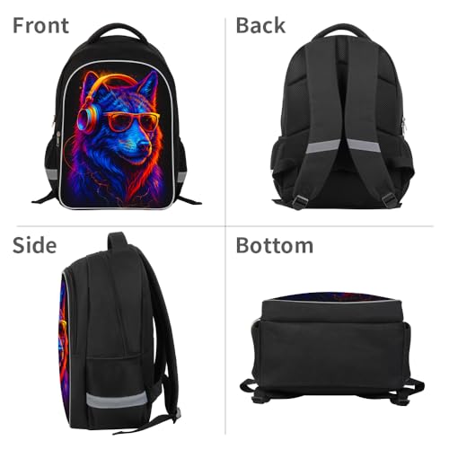 HiMagics Ergonomic School Backpack for Boys Girls - Lightweight Elementary Middle High Schoolers Bookbag with Multi-Pockets, Durable Kids School Bag for 6-18 yrs students Wolf Pattern - color: A11-wolf