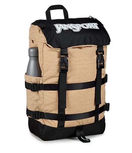 JanSport Skip Pack Backpack – 28L Capacity, Fits 13.5" Laptop, Large Main Compartment, Side Water Bottle Pocket – Ideal for Work & Travel, Travertine - color: Travertine