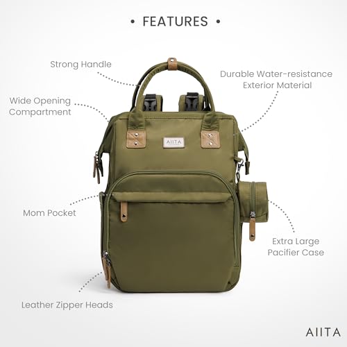 Diaper Bag Backpack, Multifunction Diaper Bag with Changing Pad, Baby Diaper Bags for Boys Girls, Stylish Large Capacity Travel Backpack for Moms Dads, Baby Shower Gifts,Unisex – Olive Green - color: Olive Green