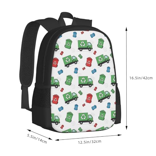 Classic Casual Daypack Garbage Truck Trash, Large Capacity Anti Theft Polyester Travel Bag Unisex Shoulder Pack for Leisure Travel Camping Hiking - color: Design (402)