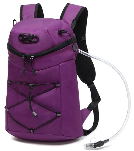 Wotony Lightweight Insulated Backpack with 2L or 3L Water Bladder Bag Daypack for Hiking Trail Running Cycling Race Marathon for Women Men - color: Purple, size: 2L-Bladder