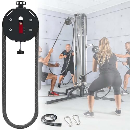 Infin-ity Rope Machine, Pulley Cable Machine, 4m/14ft Closed-Loop Nylon Rope Pull System, Adjustable Resistance: 3–30 Kg (6.6–66 Lb), For Arms, Back, Core – No Weight Limit - color: Black+Red