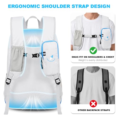 Seektop 15L Small Lightweight Hiking Backpack for Men Women Foldable Packable UltraLight Daypack for Travel Daily Outdoor - color: Blue White