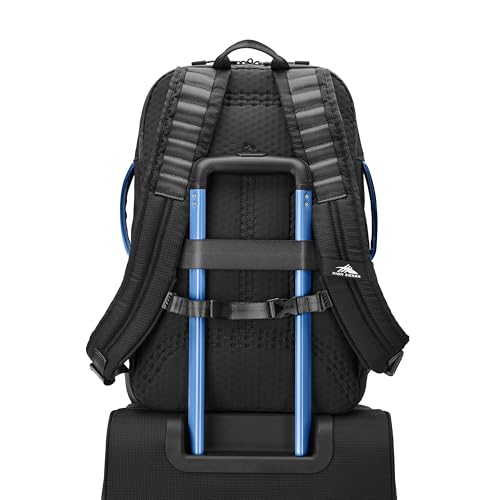 High Sierra Hi-Life 3-in-1 Convertible Backpack - Features Removable Daypack, Stack-It Strap, Adjustable Sternum Strap, Fleeced Pocket For Scratch Protection, Dual Water Bottle Pockets - Black/Blue - color: Black/Blue