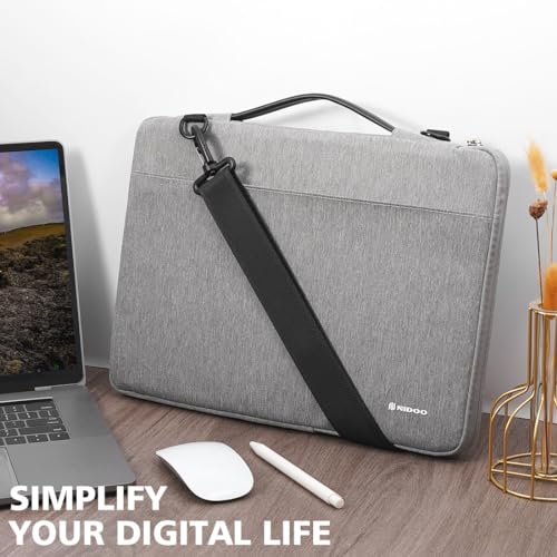 NIDOO 14 inch Laptop Sleeve Case Carrying Bag for 15" MacBook Air M2 / 15" Surface Laptop 3 4/14" ThinkPad X1 Carbon / X1 Yoga/IdeaPad Flex 5/14" Yoga 9i 7i / ThinkPad P14s L14 T14 E14 / HP - color: Gray - Shoulder, size: 14 inch