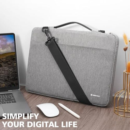 NIDOO 15.6 inch Laptop Sleeve Case Carrying Bag for 16" MacBook Pro M2 M1 / Legion 7i Gen 6 / Legion 5 Pro / 15" Surface Laptop 3/15.6" Lenovo Legion 5 / ThinkPad T15 P15s E15 L15 / Galaxy Book Pro - color: Gray - Shoulder, size: 15.6 inch