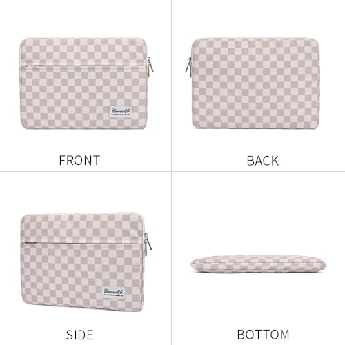 Canvaslife Neutral Checker Pattern Laptop Sleeve 15 Inch 15.6 Inch Waterproof Shockproof Laptop Bag Case with Front Pocket - color: Neutral Checker, size: 15 inch/15.6 inch