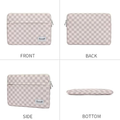 Canvaslife Neutral Checker Pattern Laptop Sleeve 15 Inch 15.6 Inch Waterproof Shockproof Laptop Bag Case with Front Pocket - color: Neutral Checker, size: 15 inch/15.6 inch