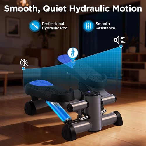 Efitment Mini Stepper for Exercise at Home, Twist Stair Stepper with Resistance Bands, LCD Monitor, Compact Cardio Step Machine for Full Body Workout - style: Stepper Only